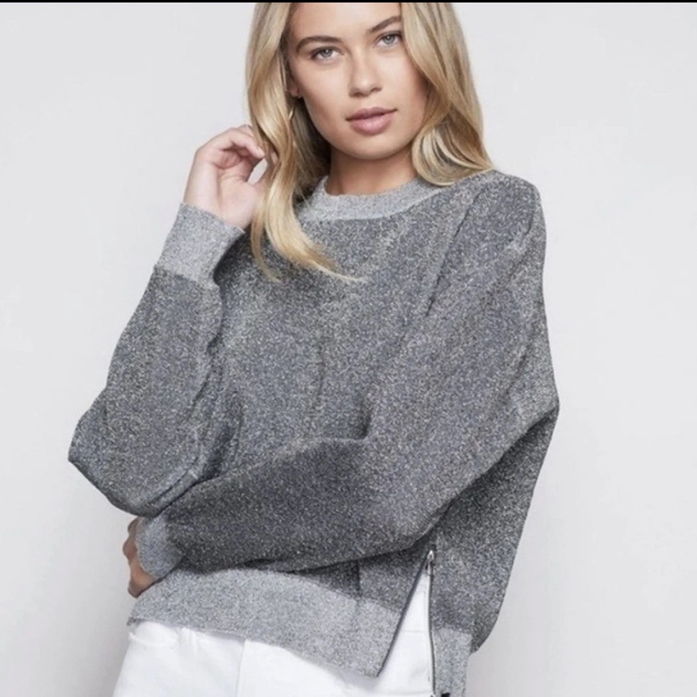 Good American Shimmery Sweater With Zippers  NWT 0069